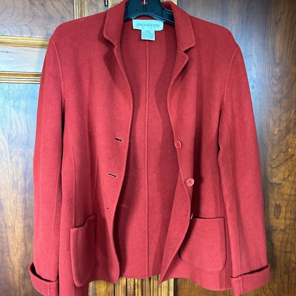 Jones New York Brick Red Wool Blazer, Size 12 - Picture 10 of 16